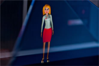holograma de nuestra asistente virtual XHolo Lola, aplicación para hoteles