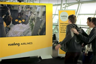 Vueling Airlines’ European campaign by Ogilvy & Mather and DigaliX at Brussels airport.