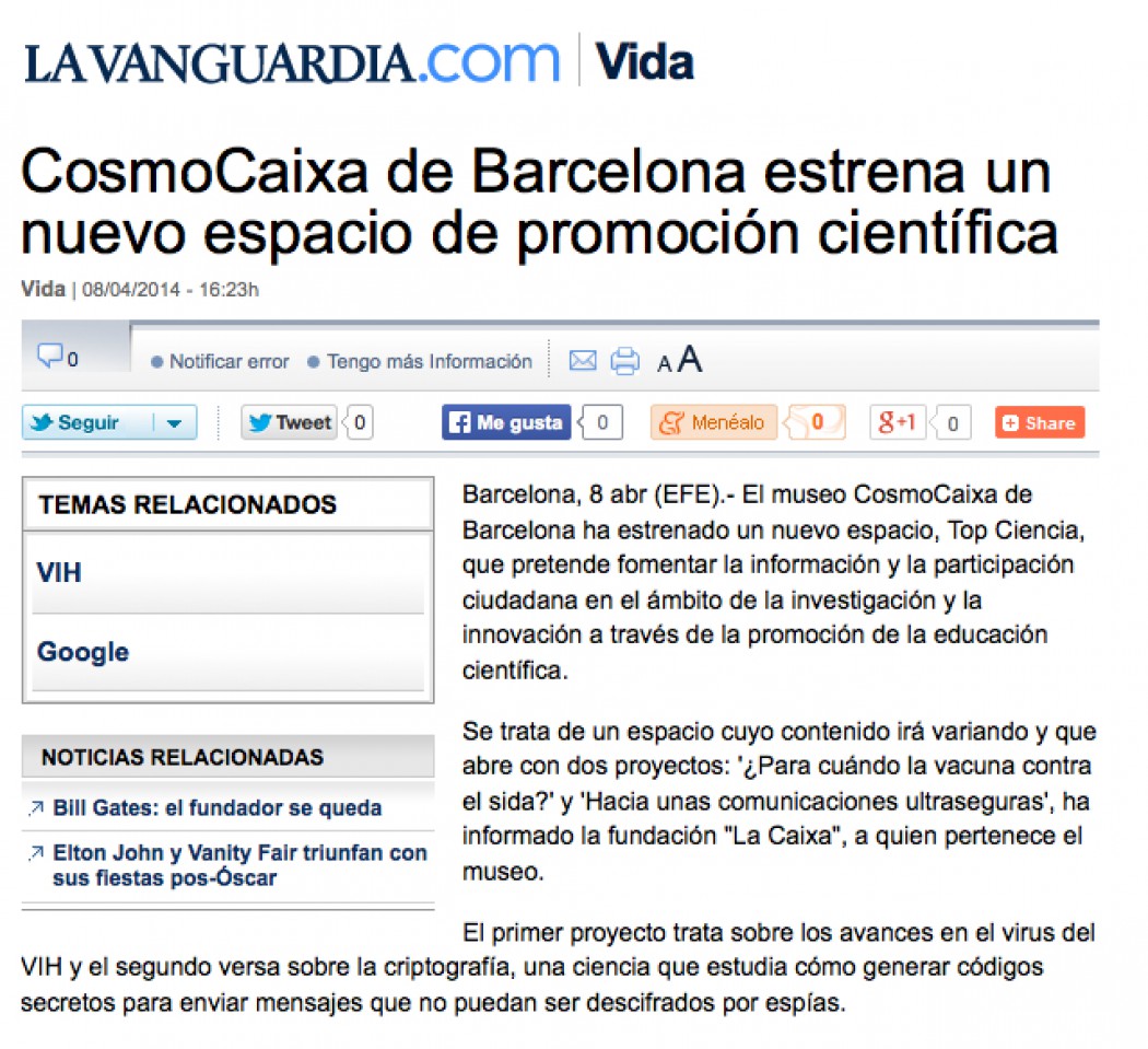 CosmoCaixa de Barcelona estrena un nuevo espacio de promoción científica