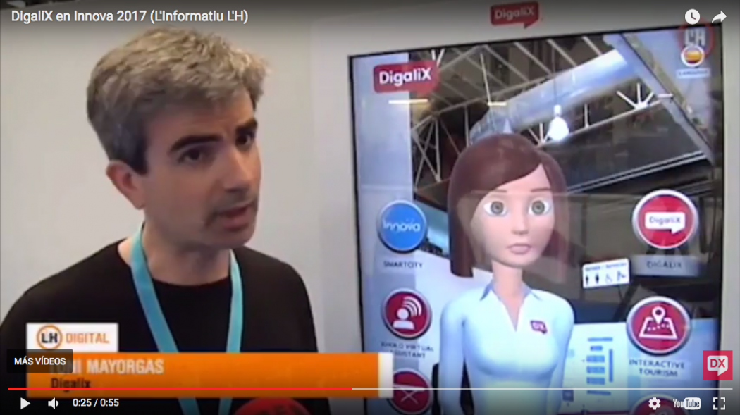 Toni Mayorgas, CEO of DigaliX, in the Televisió L’Hospitalet report explaining the projects exposed in the second edition of INNOVA